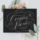 Elegant Script Cloud Flourishes Couples Shower Kaart