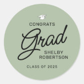 Elegant Script Congrats Afstudeerder Graduation Pa Ronde Sticker (Voorkant)