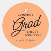 Elegant Script Congrats Afstudeerder Graduation Pa Ronde Sticker (Voorkant)