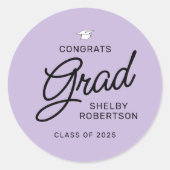 Elegant Script Congrats Afstudeerder Graduation Pa Ronde Sticker (Voorkant)