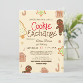Elegant Script Cookie Exchange Christmas Party Inv Kaart (Staand voorkant)