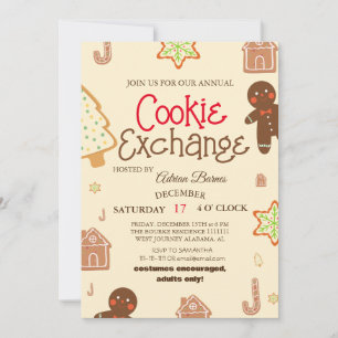 Elegant Script Cookie Exchange Christmas Party Inv Kaart