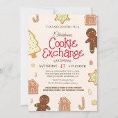 Elegant Script Cookie Exchange Christmas Party Inv Kaart (Voorkant)