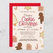 Elegant Script Cookie Exchange Christmas Party Inv Kaart (Voorkant / Achterkant)