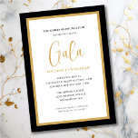 Elegant Script Corporate Gala Fundraiser Kaart<br><div class="desc">Dit elegante script Gala Auction en Fondsenwerving uitnodiging beschikt over een verfijnd ontwerp biedt scripttekst en een zwart-gouden rand.</div>