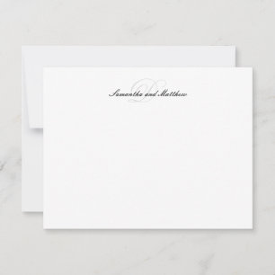 Elegant Script Couple Last Name Initiaal Monogram Notitiekaartje