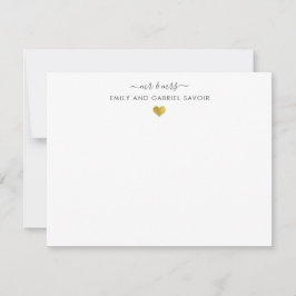 Elegant Script Couple Name Gold Heart Pas getrouwd Notitiekaartje