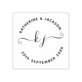 Elegant Script Couple Name initial Save the date Rubberstempel (Afrduk)