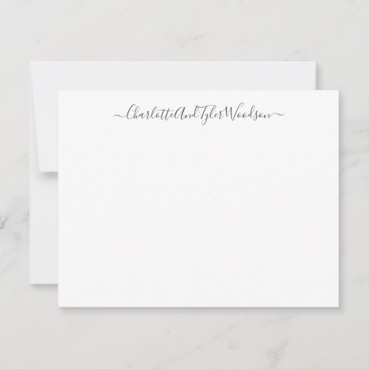 Elegant Script Couple Name Wedding Pas getrouwd Notitiekaartje (Voorkant)