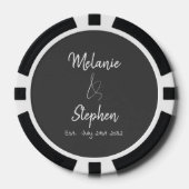 Elegant Script Couple Names Date Typografie Gray Poker Chips (Voorkant)
