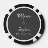 Elegant Script Couple Names Date Typografie Gray Poker Chips (Achterkant)