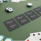 Elegant Script Couple Names Date Typografie Gray Pokerkaarten