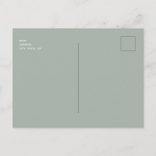 Elegant Script Couple Photo Sage Save our Date Aankondigingskaart (Achterkant)