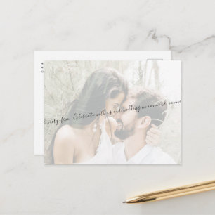 Elegant Script Couple Photo Wedding Save our Date Aankondigingskaart