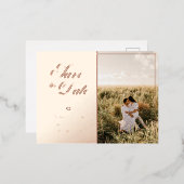 Elegant Script Couple Photo Wedding Save the Date Folie Uitnodiging Briefkaart (Voorkant / Achterkant)