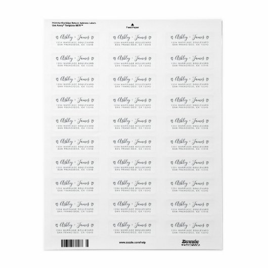 Elegant Script Couple Return Address Label (Full Sheet)