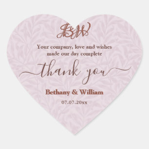 Elegant Script Couples Monogram Dank u Hart Sticker