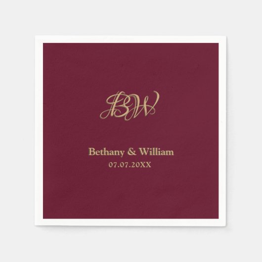 Elegant Script Couples Monogram Weddenschap Napkin Servet (Voorkant)