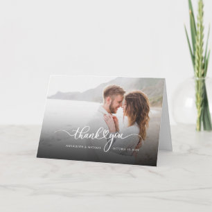 Elegant Script Couples Photo Wedding Bedankkaart