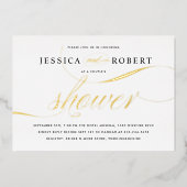 Elegant Script Couple's Shower Gold Foil Folie Uitnodiging (Voorkant)