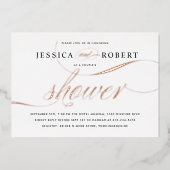 Elegant Script Couple's Shower Roos Gold Folie Uitnodiging (Voorkant)
