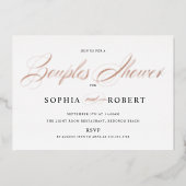 Elegant Script Couples Shower Roos Gold Folie Uitnodiging (Voorkant)