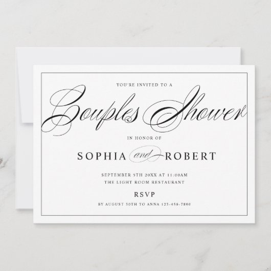 Elegant Script Couples Shower Wedding Kaart (Voorkant)
