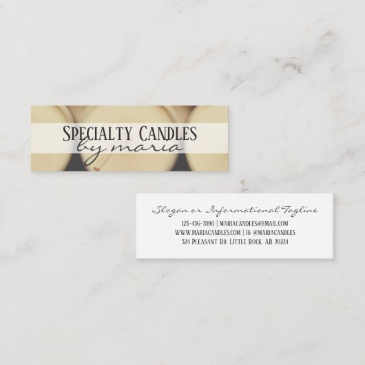Elegant Script Cream Artisan Candle Maker Mini Visitekaartje (Voorkant / Achterkant)