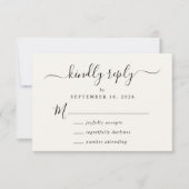 Elegant Script Cream Bruiloft RSVP Kaartje (Voorkant)