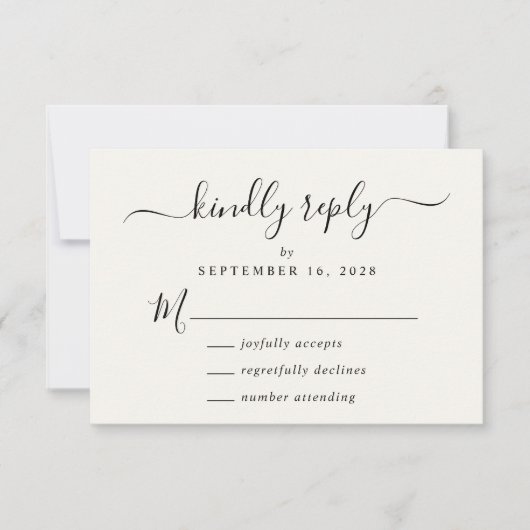 Elegant Script Cream Bruiloft RSVP Kaartje (Voorkant)