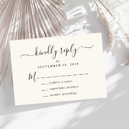 Elegant Script Cream Bruiloft RSVP Kaartje