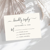Elegant Script Cream Bruiloft RSVP Kaartje