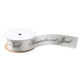 Elegant Script Cream Bruiloft Satijnen Lint (Spoel)