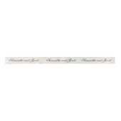 Elegant Script Cream Bruiloft Satijnen Lint (Voorkant)