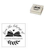 Elegant Script Custom Botanical Library Book Rubberstempel (Gestempeld)