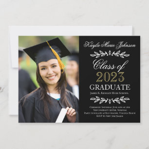 Elegant Script Custom Colors Afstuderen Photo Card Aankondiging