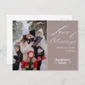 Elegant Script Custom Family Name Year 1 Photo Feestdagenkaart (Voorkant / Achterkant)