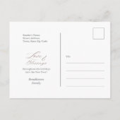 Elegant Script Custom Family Name Year 1 Photo Feestdagenkaart (Achterkant)