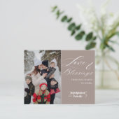 Elegant Script Custom Family Name Year 1 Photo Feestdagenkaart (Staand voorkant)