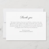 Elegant Script Custom Funeral Photo Dank u kaart (Voorkant)
