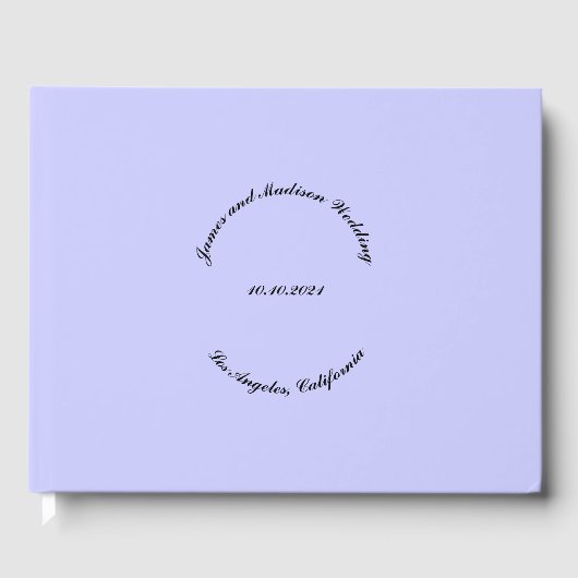 Elegant Script Custom Name date lavender bruiloft Gastenboek (Voorkant)