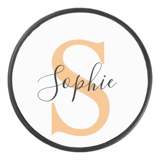 Elegant Script Custom Name Personalized Gift Hockey Puck (Voorkant)