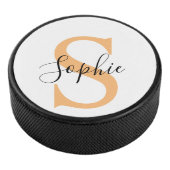 Elegant Script Custom Name Personalized Gift Hockey Puck (3/4)