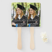 Elegant Script Custom Photo Afstuderen Handwaaier (Voorkant en achterkant)