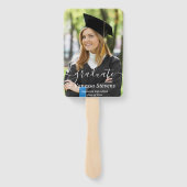 Elegant Script Custom Photo Afstuderen Handwaaier (Achterkant)