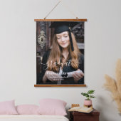 Elegant Script Custom Photo Afstuderen Hangend Wandkleed (Slaapkamer)