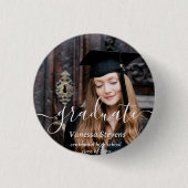 Elegant Script Custom Photo Afstuderen Ronde Button 3,2 Cm (Voorkant)