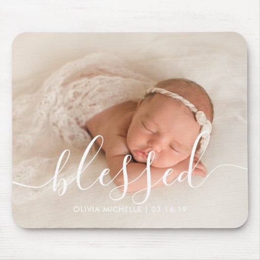 Elegant Script Custom Photo Muismat (Voorkant)