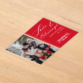 Elegant Script Custom Photo Name Red Holiday Card Acryl Uitnodigingen (Laagn)