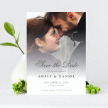 Elegant Script Custom Photo Save the Date Wedding<br><div class="desc">De legant Persoonlijke manuscriptfoto sparen de uitnodigingen van de Bieden van de Datum die een fotomalplaatje kenmerken dat gemakkelijk is te personaliseren. De legante uitnodiging van de Foto met editable teksten. Kies een kleur voor de backer of voeg meer foto's toe. Om resize en uw foto te plaatsen, klik op...</div>